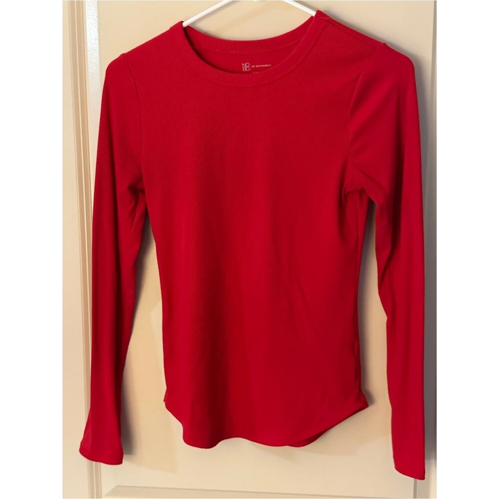 NOBO Long Sleeve Crewneck Layer Top in Bright Red Womens Small